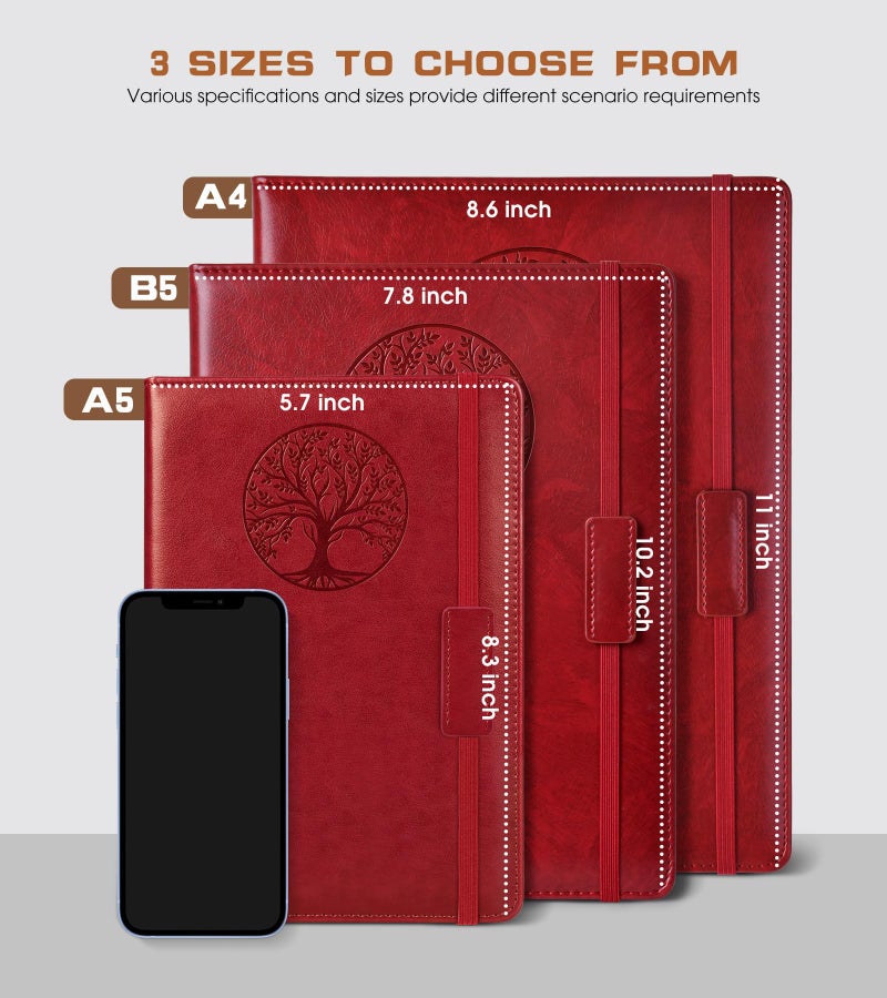 Biuwory Lined Journal Notebook for Women Men,256 Pages A4 Large Hardcover Leather Journals for Writing,Travel,Business,Work,School,College Ruled Notebooks for Note Taking, Diary Notepad 8.6"Ã—11" - Image 2