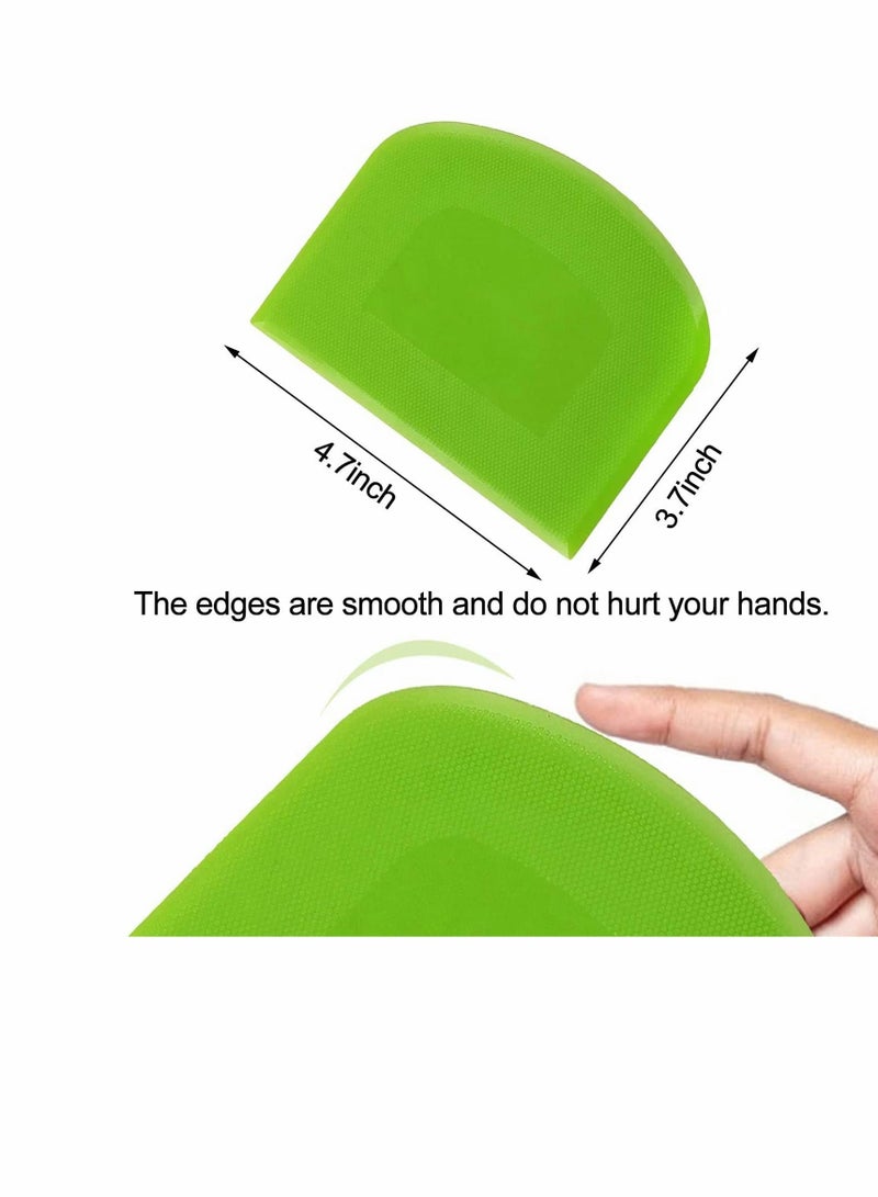 KASTWAVE 2 قطع كاشط العجين كاشط وعاء آمن للطعام بلاستيك قطع العجين كاشط بلاستيك مرن كاشط عملي لطاولة متعدد الاستخدامات كاشطات الطعام للخبز العجين الكعك الفوندان الزينة، أبيض، أخضر - Image 2