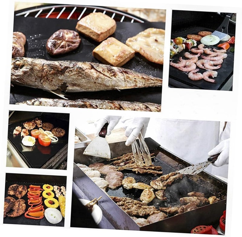 klarako 9pcs Restaurant Mat Cooking Non-stick Temperature Grill Bbq Mats Pad Pinic Kitchen for High Resistant Oven Baking Fiber - Image 1