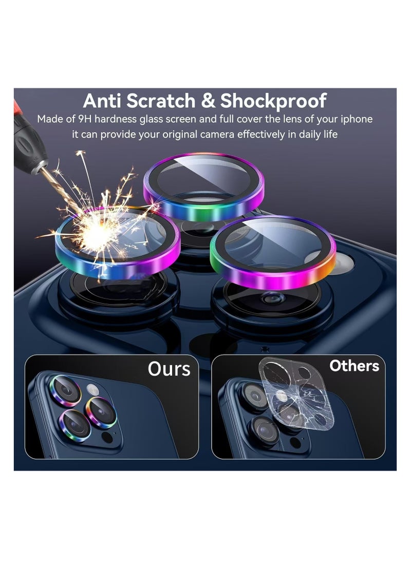 Aookay For iPhone 16 Pro / iPhone 16 Pro Max Camera Lens Protector, [Keep Original Shooting] Shatterproof 9H Ultra HD Tempered Metal Glass Camera Screen Protector Cover Film Accessories (Colorful)  - Image 3