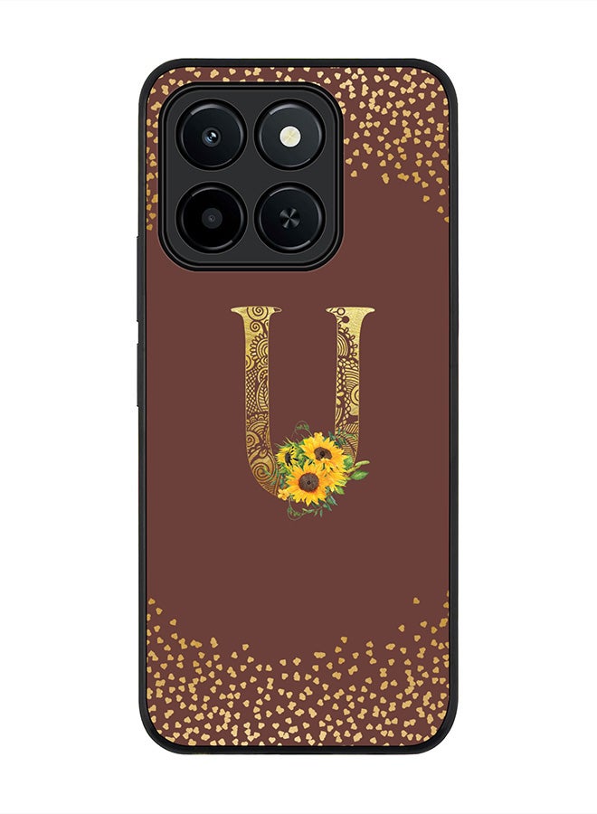 Stylizedd For Honor X6c Case,Slim fit Camera Protection, Shockproof Thin Phone cover  - Custom Floral Monogram - U  (Brown )
