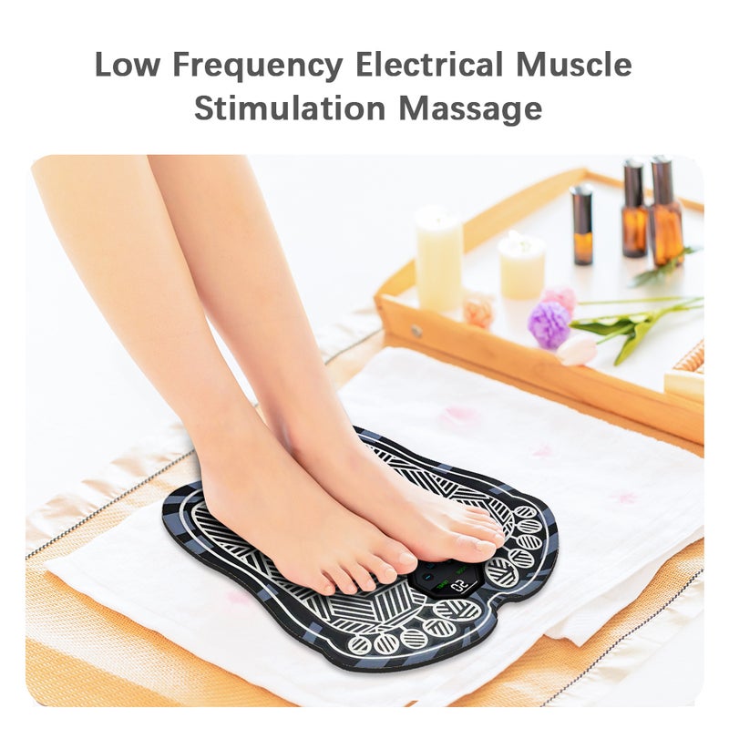 Electric Foot Massager Mat Portable Foldable Foot Massage Pad 10 Modes 20 Levels Intensity Built-in Battery with LCD Screen USB Charging Cable for Feet Leg Pain Relieve - Image 4