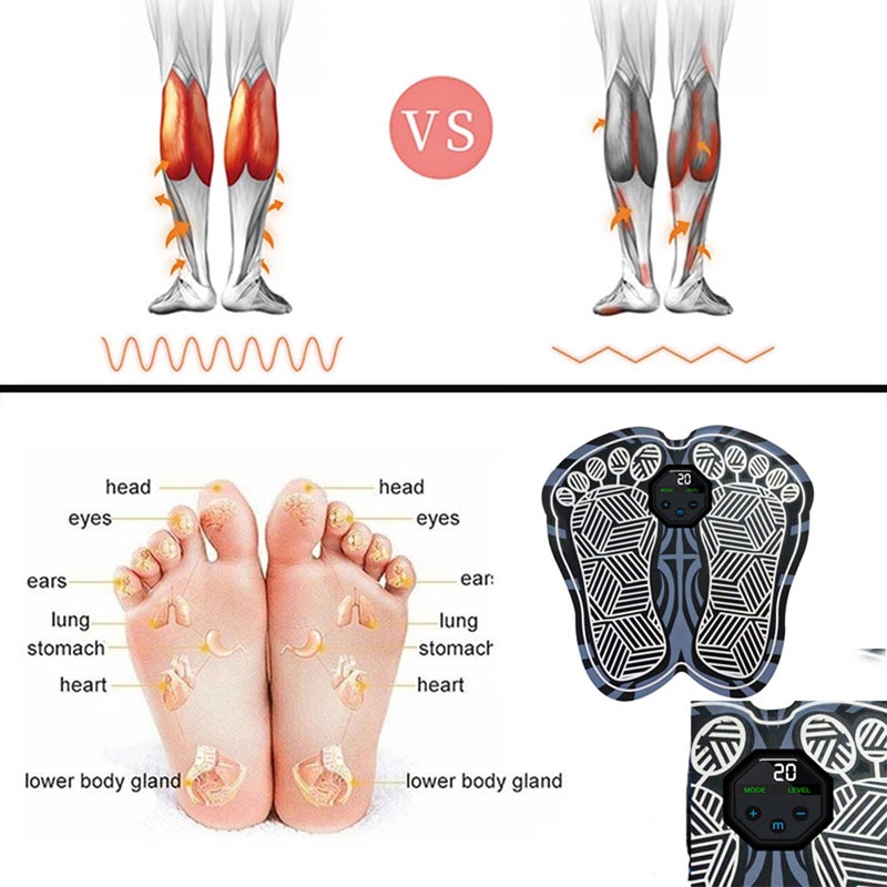 Electric Foot Massager Mat Portable Foldable Foot Massage Pad 10 Modes 20 Levels Intensity Built-in Battery with LCD Screen USB Charging Cable for Feet Leg Pain Relieve - Image 3