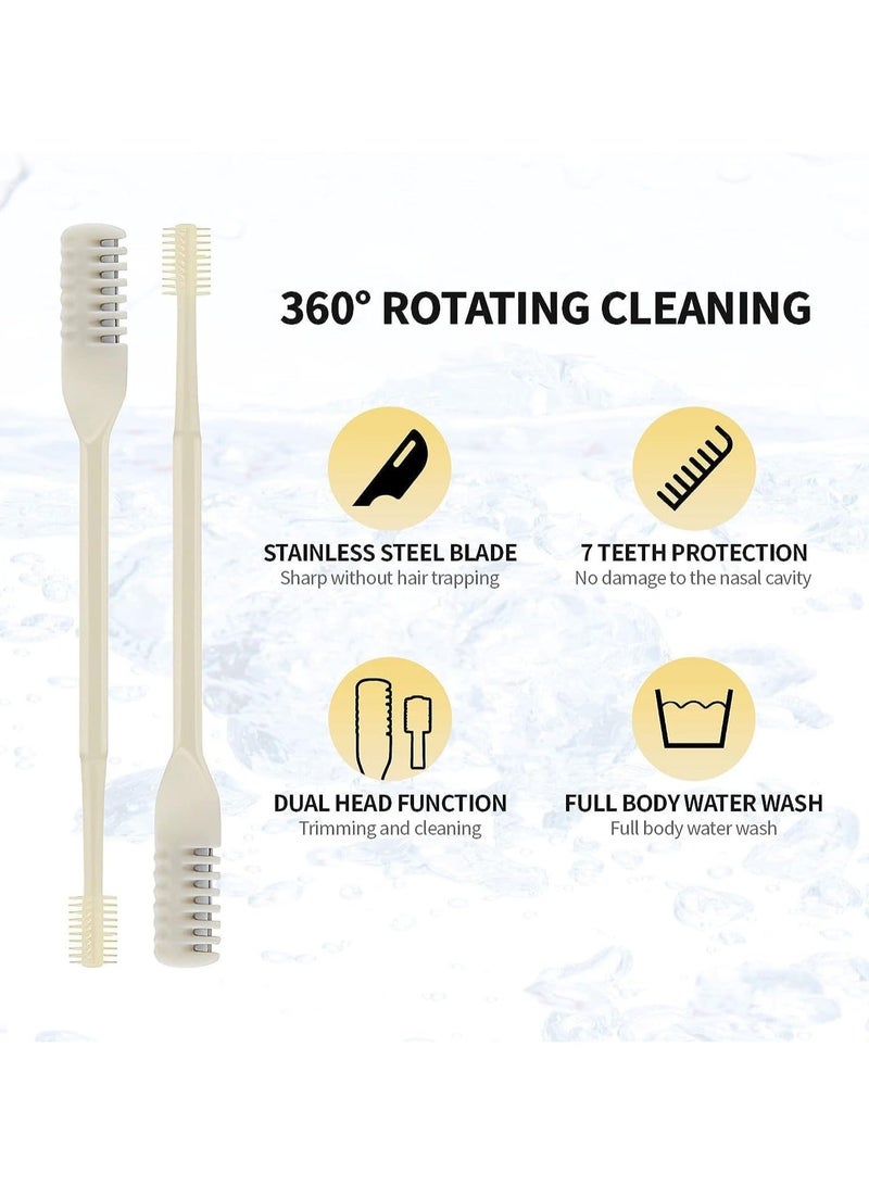 24PCS 2 in1 Nose Hair Knife 360 Degree Rotation Shaving with Double Sided Comb Nostril Cleaner, Facial Removel Portable Trimmer (Yellow) - Image 5