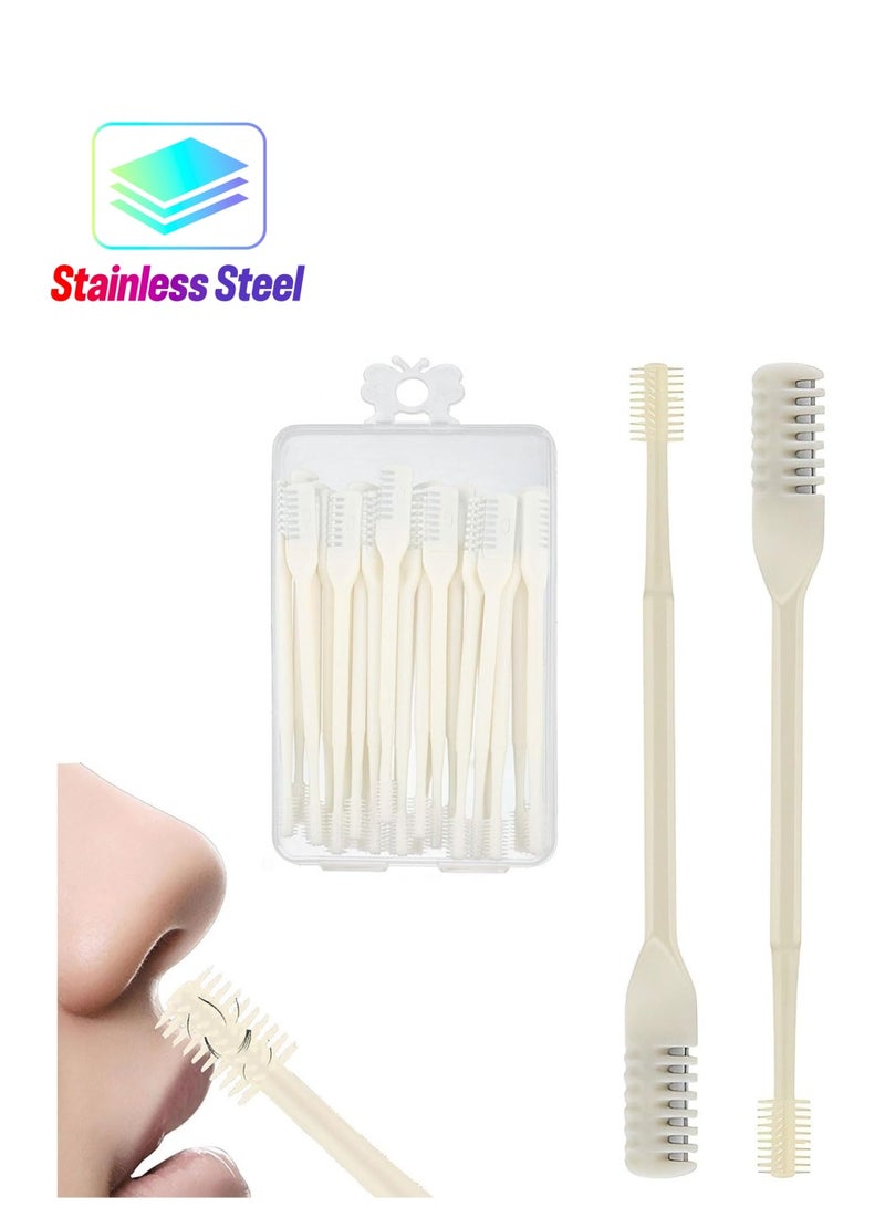 24PCS 2 in1 Nose Hair Knife 360 Degree Rotation Shaving with Double Sided Comb Nostril Cleaner, Facial Removel Portable Trimmer (Yellow) - Image 1