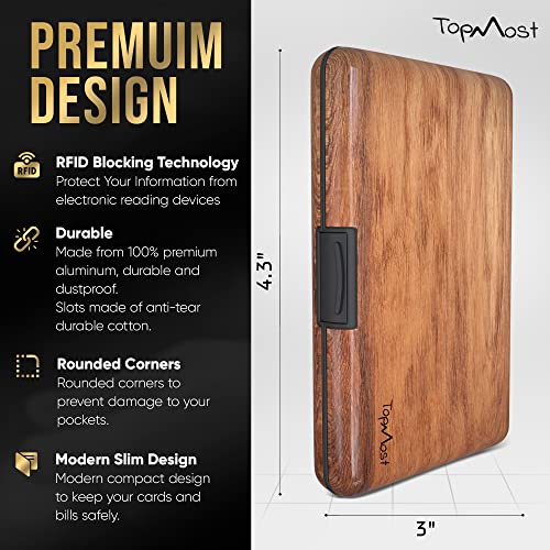 TopMost Aluminum Wallet, Card Case Wallet, Metal RFID Credit Card Holder for Men & Women, 6 Cotton Slots for 12 Cards And Bills, Rfd Protective (Wood Texture) - Image 2