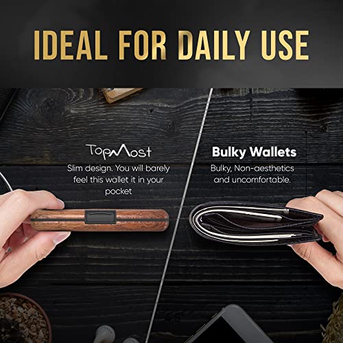 TopMost Aluminum Wallet, Card Case Wallet, Metal RFID Credit Card Holder for Men & Women, 6 Cotton Slots for 12 Cards And Bills, Rfd Protective (Wood Texture) - Image 5