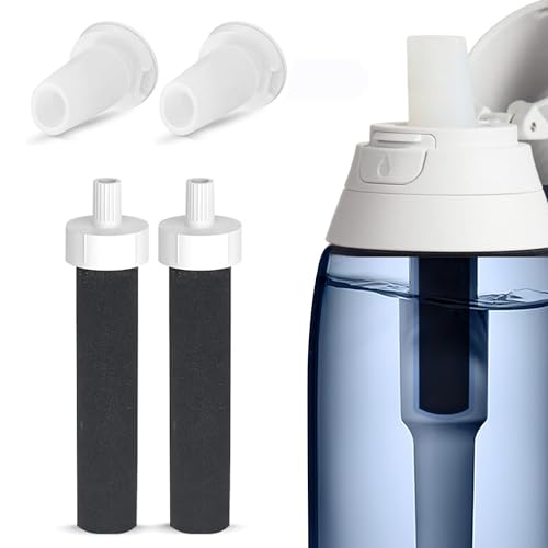 Oxyooh 2Pcs Brita Water Bottle Filter 2Pcs Mouthpiece Replacement Compatible with Brita Water Bottle Bite Valve Replacement Parts Stainless Steel Filter Bottle