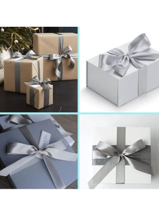 Silver Ribbon 1-1/2 Inch, 25 Yards Grey Satin Fabric Ribbons for Gift Wrapping, Christmas Garland, Christmas Tree Ornaments, Bows Making, DIY Crafts, Sewing Projects and Wedding Party - view 4