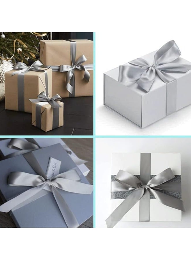 Unique شريط فضي 1-1/2 بوصة، 25 ياردة من قماش الساتان الرمادي لتغليف الهدايا، زينة عيد الميلاد، زينة شجرة عيد الميلاد، صنع الأشرطة، الحرف اليدوية، مشاريع الخياطة وحفلات الزفاف - Image 4