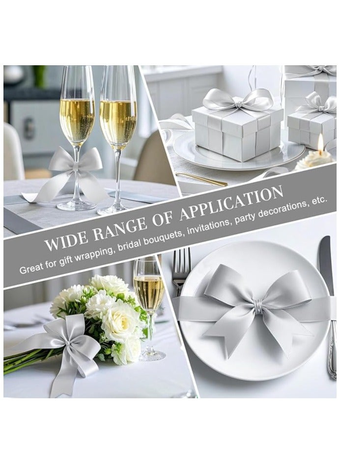 Unique شريط فضي 1-1/2 بوصة، 25 ياردة من قماش الساتان الرمادي لتغليف الهدايا، زينة عيد الميلاد، زينة شجرة عيد الميلاد، صنع الأشرطة، الحرف اليدوية، مشاريع الخياطة وحفلات الزفاف - Image 5