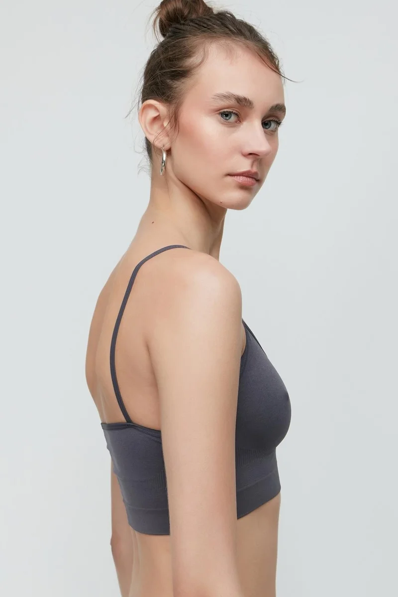 C&city C14003 Seamless Thin Strap Bustier Anthracite