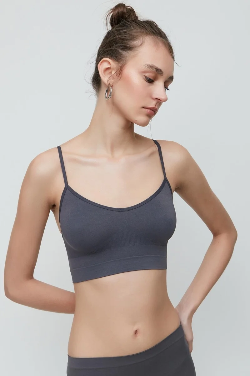 C&city C14003 Seamless Thin Strap Bustier Anthracite