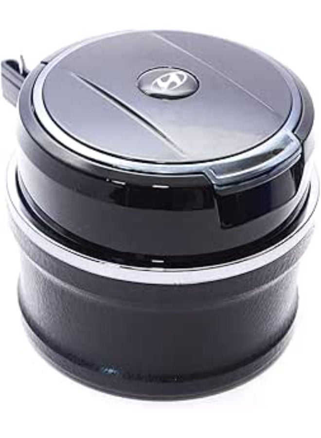 Adjustable Smokeless Car Ashtray with Lid Smell Proof with LED Light with All,ceramic Interior , Cup holder size , Detachable and Portable, Hyundai , Black and Silver - Image 1