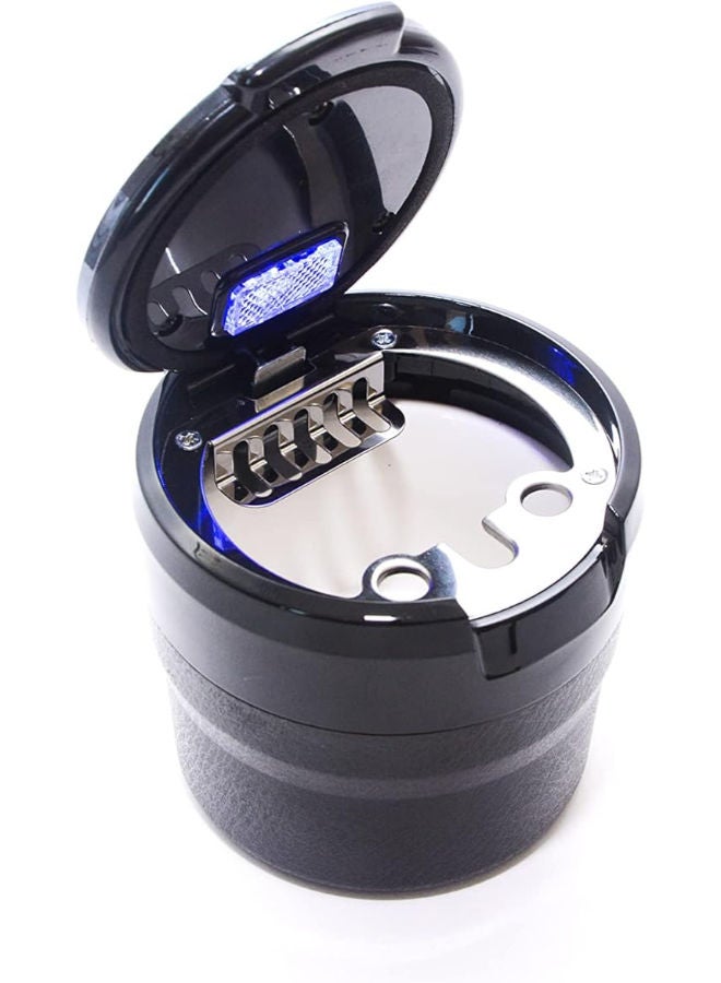 Adjustable Smokeless Car Ashtray with Lid Smell Proof with LED Light with All,ceramic Interior , Cup holder size , Detachable and Portable, Hyundai , Black and Silver - Image 2