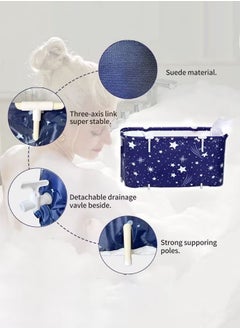 Arabest Portable Bathtub Set, Foldable Soaking Bathtub for Adults, Thickening with Thermal Foam for Temperature, Separate Family Bathroom, Spa Tub Blue(120cm)  - Image 5