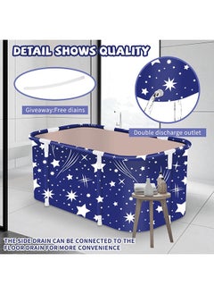 Arabest Portable Bathtub Set, Foldable Soaking Bathtub for Adults, Thickening with Thermal Foam for Temperature, Separate Family Bathroom, Spa Tub Blue(120cm)  - Image 4