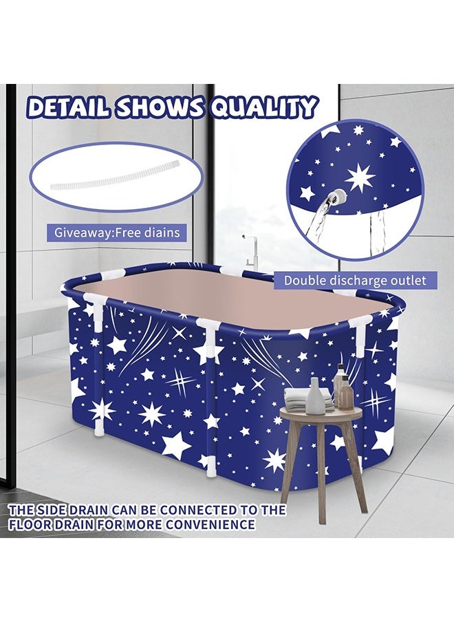 Arabest Portable Bathtub Set, Foldable Soaking Bathtub for Adults, Thickening with Thermal Foam for Temperature, Separate Family Bathroom, Spa Tub Blue(120cm)  - Image 4
