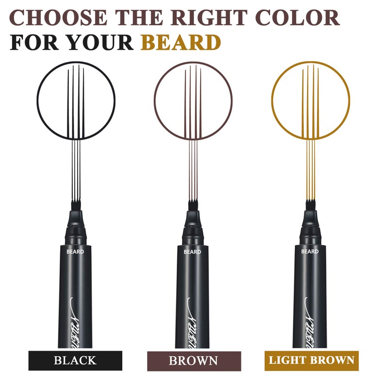 MUFUN Beard Pencil Filler for Men - Sweat Proof, Water Resistance, Long Lasting & Natural Finish barber Pencil, Mustache Repair Shape (NORMAL BRUSH, BLACK) - Image 3