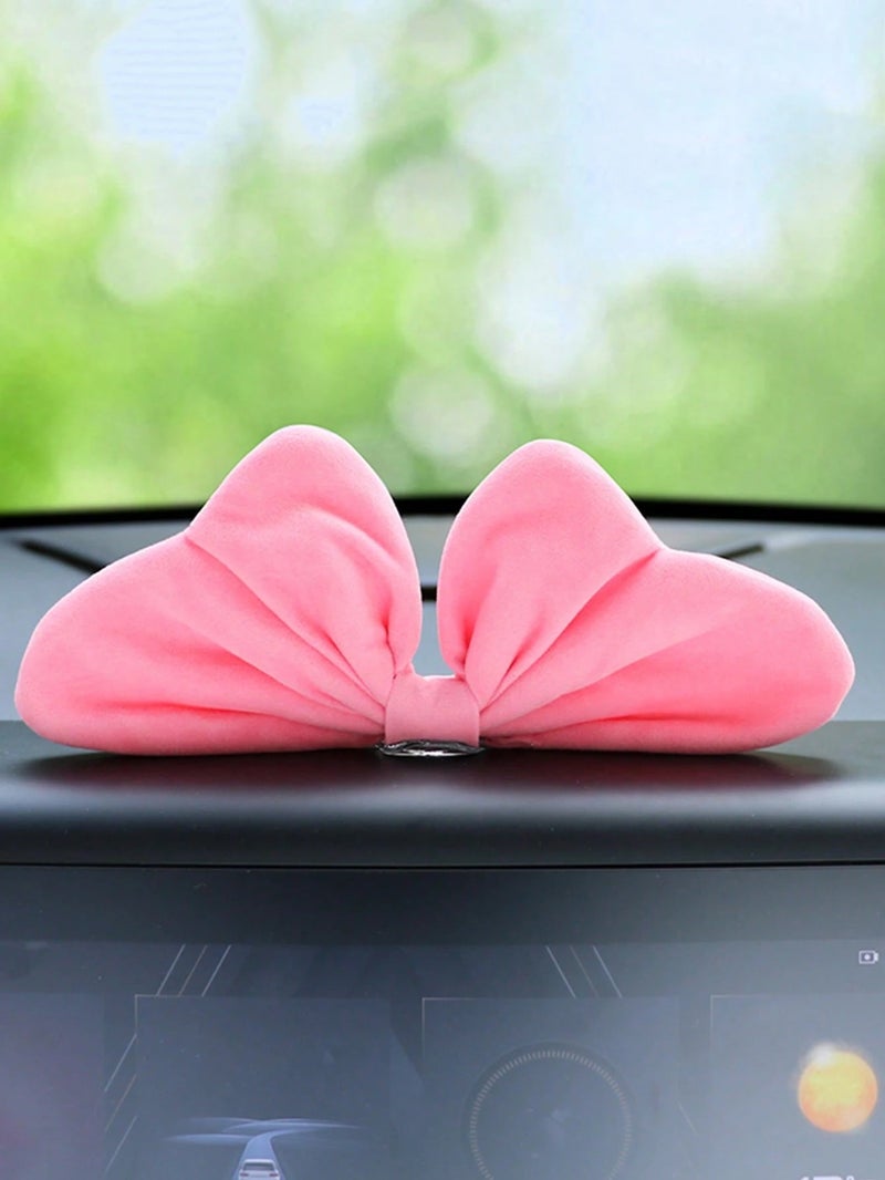 زينة سيارة على شكل فيونكة وردية – اكسسوار أنيق للديكور الداخلي - Image 1