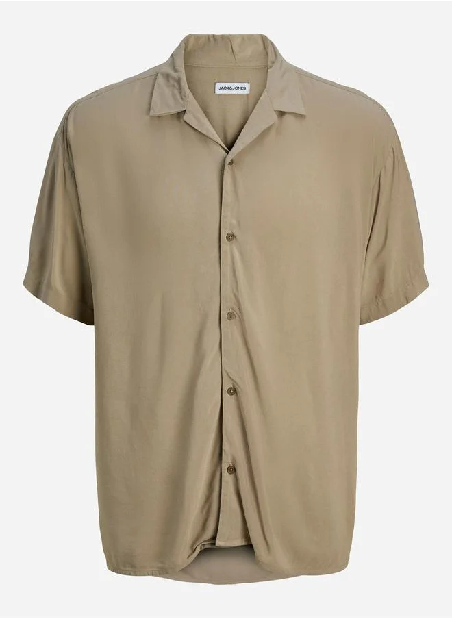 JACK & JONES Solid Resort Collar Short Sleeve Shirt