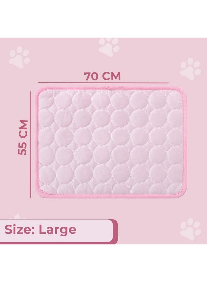 هارتس سرير مستطيل للكلاب والقطط | حرير جليدي ممتاز مع بوليستر مع شبكة سفلية | وسادة تبريد ذاتية متعددة الاستخدامات للكلاب والقطط | سرير خفيف الوزن ومتين للكلاب | Zqcj001P-L | وردي - Image 2