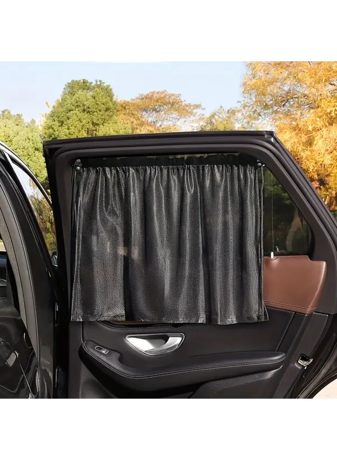 Black 4pcs Car Front Side Window Shade Curtain Sun Protection Heat Insulation - Image 3