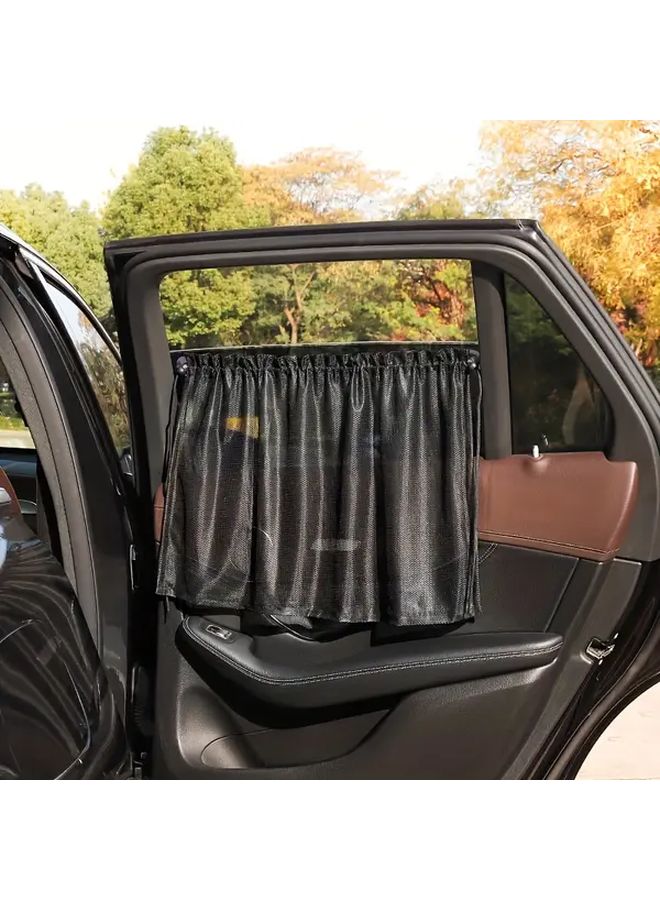 Black 4pcs Car Front Side Window Shade Curtain Sun Protection Heat Insulation - Image 1