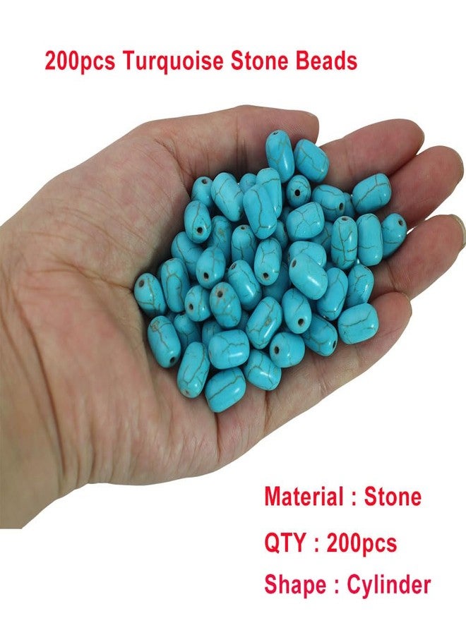 PAMIR TONG Turquoise Stone Cylinder Beads for Jewelry Making - 200pcs 8x12mm Blue Tube Spacer Beads Bulk for Necklace, Bracelet, Keychain, Hair, Lanyard & DIY Craft Supplies - Image 4