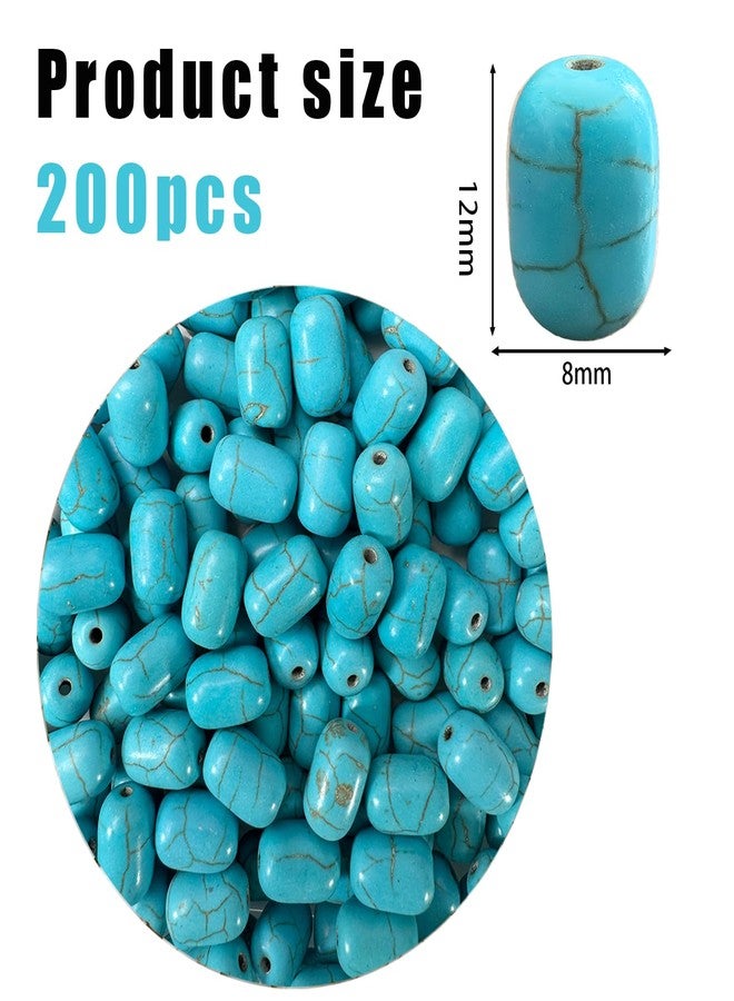 PAMIR TONG Turquoise Stone Cylinder Beads for Jewelry Making - 200pcs 8x12mm Blue Tube Spacer Beads Bulk for Necklace, Bracelet, Keychain, Hair, Lanyard & DIY Craft Supplies - Image 3