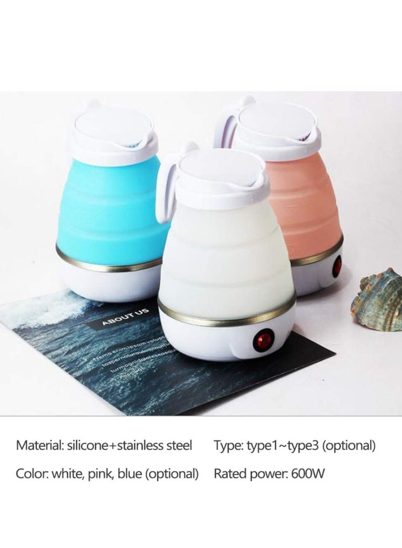 Travel Foldable Silicon Water Heater Jug Collapsible Mini Portable Electric Kettle (White)