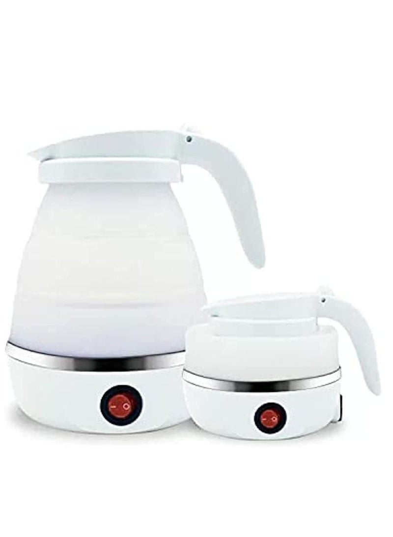 Travel Foldable Silicon Water Heater Jug Collapsible Mini Portable Electric Kettle (White)
