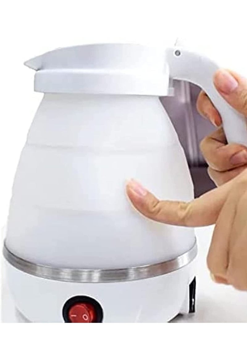 Travel Foldable Silicon Water Heater Jug Collapsible Mini Portable Electric Kettle (White)