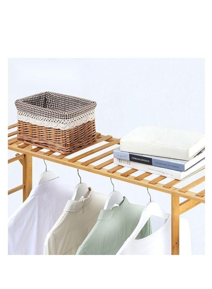Cool Baby Bamboo Open Wardrobe Coat Rack Wooden Clothes Rod Hanger Freestanding 6-Layer Wardrobe Storage Rack - Image 4