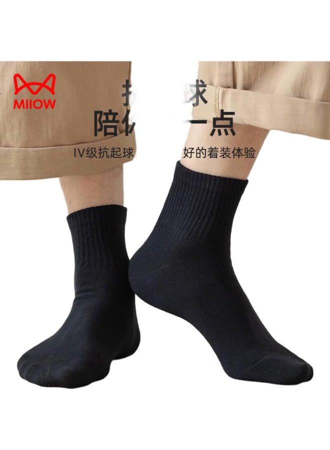 MIIOW Men'S Socks, Pure Cotton Short Socks, Summer Antibacterial Deodorant Breathable Anti-Pilling Men'S Socks, Black Athletic Mid-Calf Socks - Image 1