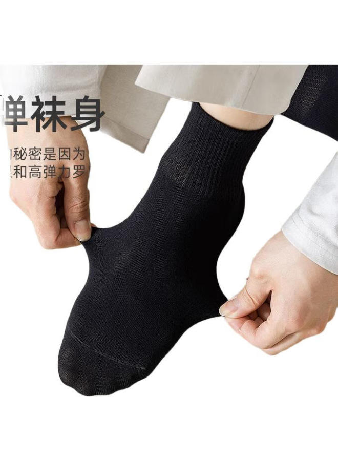 MIIOW Men'S Socks, Pure Cotton Short Socks, Summer Antibacterial Deodorant Breathable Anti-Pilling Men'S Socks, Black Athletic Mid-Calf Socks - Image 3