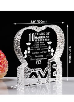PRINTSHOP4ME 10th Year Anniversary Love Engraved Crystal Gift - Romantic Gift for 10th Wedding Anniversary - Love Engraved - Perfect for Couples and Valentine’s Day - Gift for For Him, Her, Husband and Wife  - Image 2