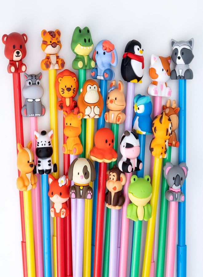 DMIGHT 24Pcs Cute Safari Animals Cartoon Gel Black Ink Pens,Random Kawaii Writing Pens,Assorted Styles Pens for School Office Home Student Kids Present (48) - Image 1