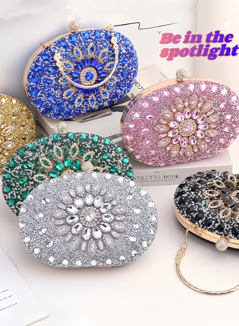 حقيبة يد سهرة مزينة بالكريستال على شكل زهرة عباد الشمس - Image 1