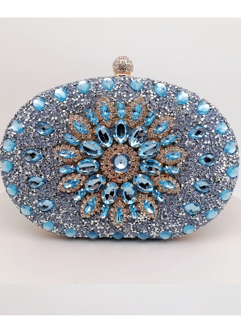 حقيبة يد سهرة مزينة بالكريستال على شكل زهرة عباد الشمس - Image 2