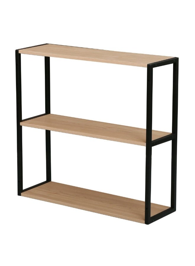 DANUBE HOME رف حائط ريان 3 طبقات - أثاث غرفة معيشة أنيق من الجوز/أسود، تصميم خشب هندسي ومعدن، مثالي لديكور المنزل، الحجم L63xW20xH60cm - رفوف حائط مثالية - Image 2