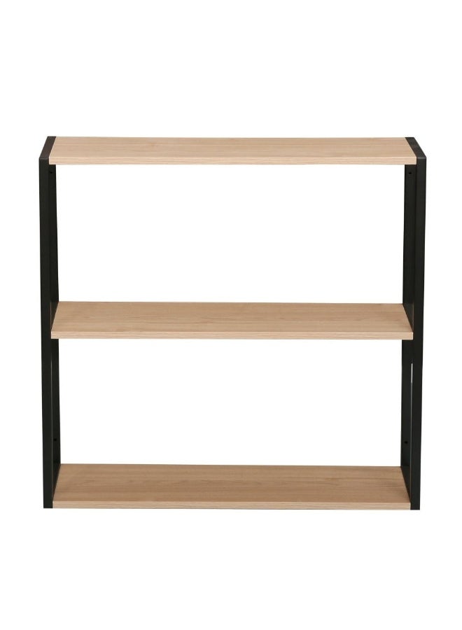 DANUBE HOME رف حائط ريان 3 طبقات - أثاث غرفة معيشة أنيق من الجوز/أسود، تصميم خشب هندسي ومعدن، مثالي لديكور المنزل، الحجم L63xW20xH60cm - رفوف حائط مثالية - Image 3
