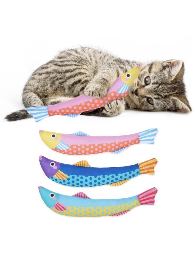 كولتيل ألعاب قطط من KOOLTAIL مصنوعة من عشبة النعناع البري على شكل سمكة ساوري، عبوة من 3 قطع من ألعاب الركل الناعمة المتينة المملوءة بقطن عشبة النعناع البري الطبيعي، لعبة تفاعلية ذاتية اللعب ومقاومة للعض لتنظيف الأسنان هدية للقطط المنزلية والقطط الصغيرة من جميع السلالات - Image 1