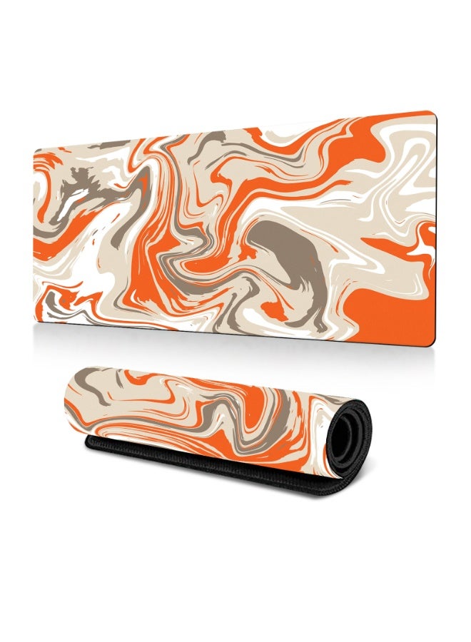 لوحة فأرة كبيرة ممتدة للألعاب مع قاعدة مطاطية غير قابلة للانزلاق – لوحة مكتب واسعة للفأرة ولوحة المفاتيح، سطح أملس للتحكم الدقيق، تصميم أنيق بخطوط برتقالية ورمادية وبيضاء، متينة ومقاومة للانسكاب - Image 1