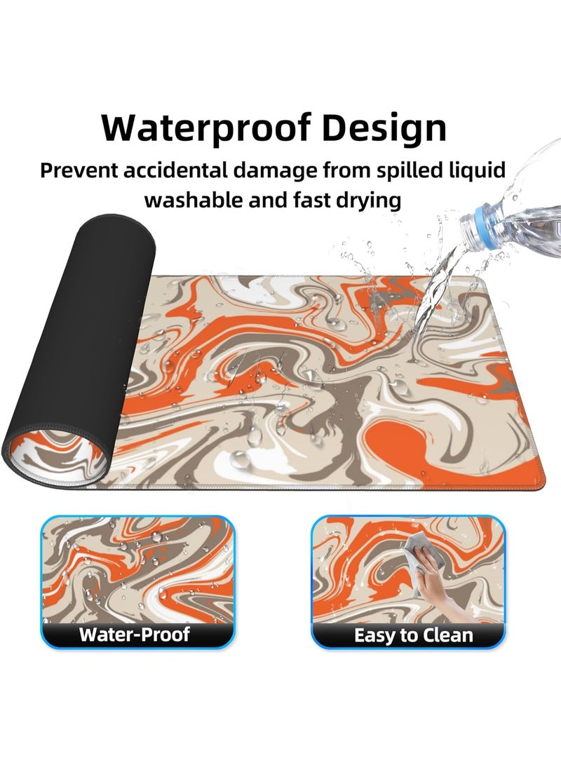 لوحة فأرة كبيرة ممتدة للألعاب مع قاعدة مطاطية غير قابلة للانزلاق – لوحة مكتب واسعة للفأرة ولوحة المفاتيح، سطح أملس للتحكم الدقيق، تصميم أنيق بخطوط برتقالية ورمادية وبيضاء، متينة ومقاومة للانسكاب - Image 3