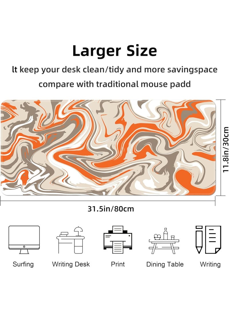 لوحة فأرة كبيرة ممتدة للألعاب مع قاعدة مطاطية غير قابلة للانزلاق – لوحة مكتب واسعة للفأرة ولوحة المفاتيح، سطح أملس للتحكم الدقيق، تصميم أنيق بخطوط برتقالية ورمادية وبيضاء، متينة ومقاومة للانسكاب - Image 2