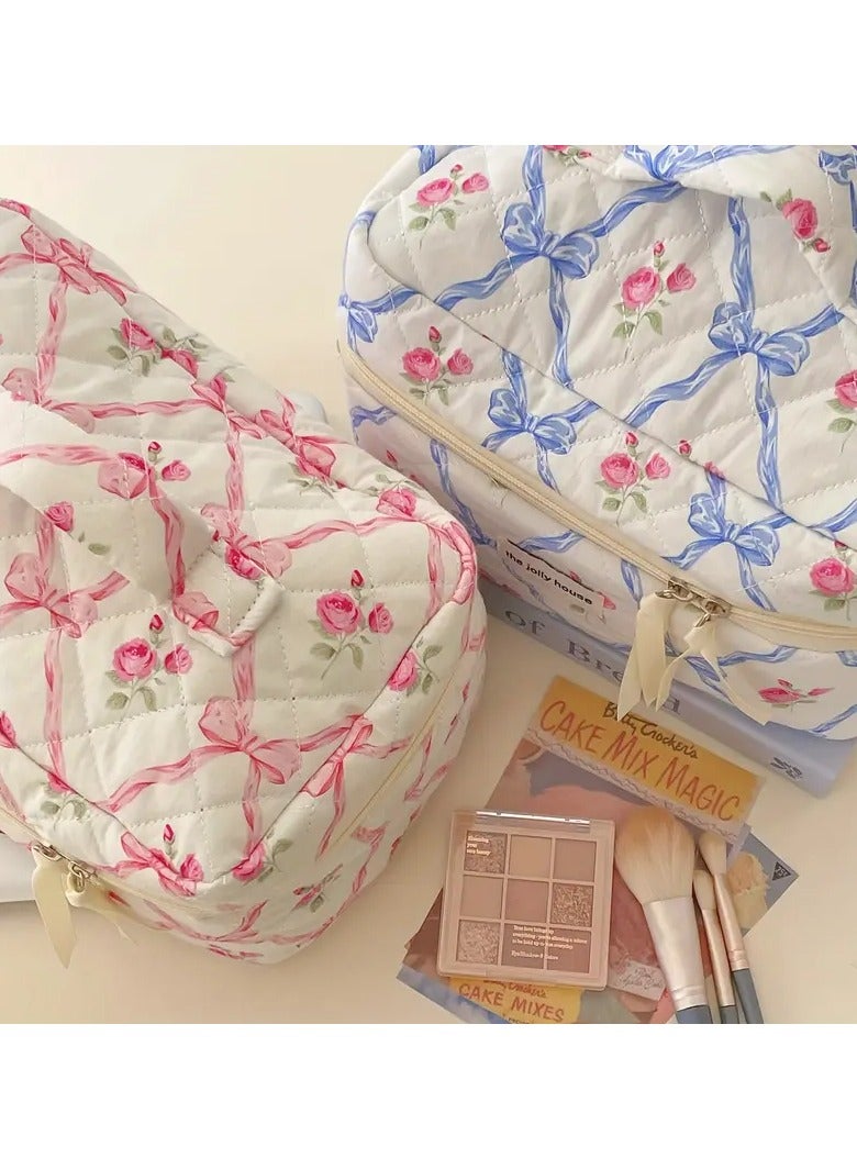 حقيبة ماكياج 3pcs مع تصميم ناعم ومدمج ، سعة كبيرة-وردي - Image 2