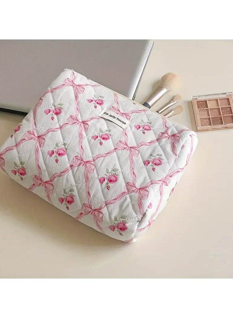 حقيبة ماكياج 3pcs مع تصميم ناعم ومدمج ، سعة كبيرة-وردي - Image 3