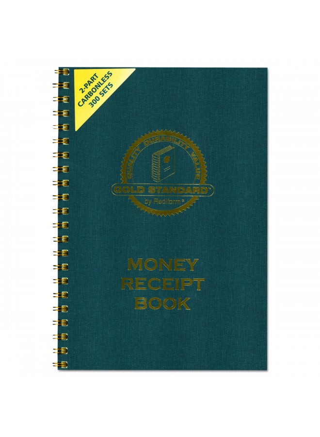 Rediform gold standard money receipt book, two-part carbonless, 7 x 2.75, 4 forms/sheet, 300 forms total - Image 1