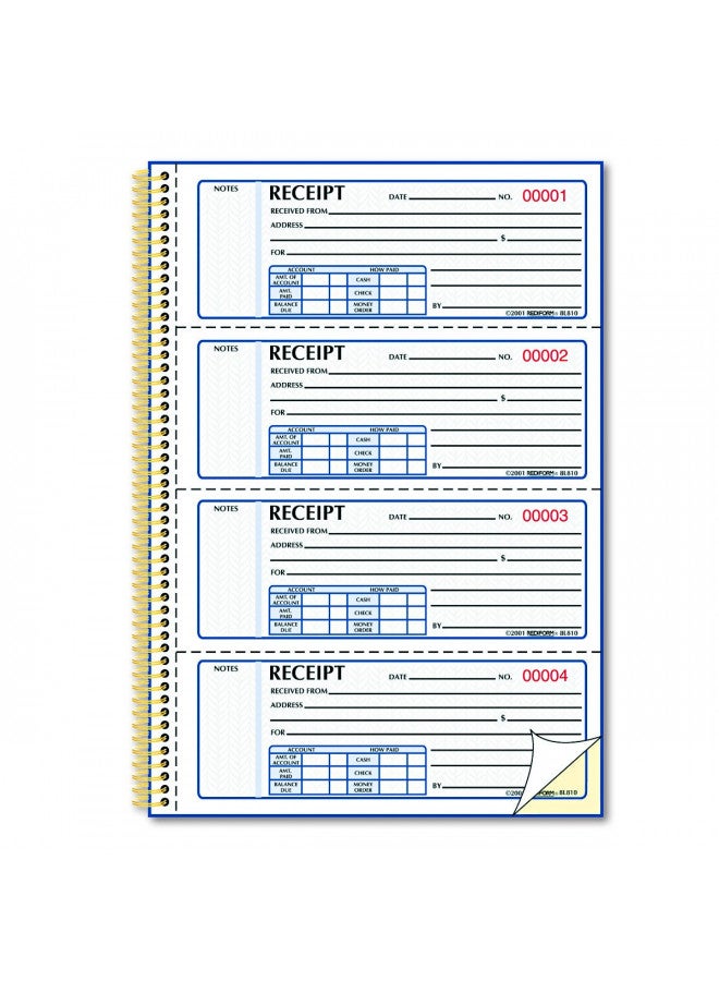 Rediform gold standard money receipt book, two-part carbonless, 7 x 2.75, 4 forms/sheet, 300 forms total - Image 2